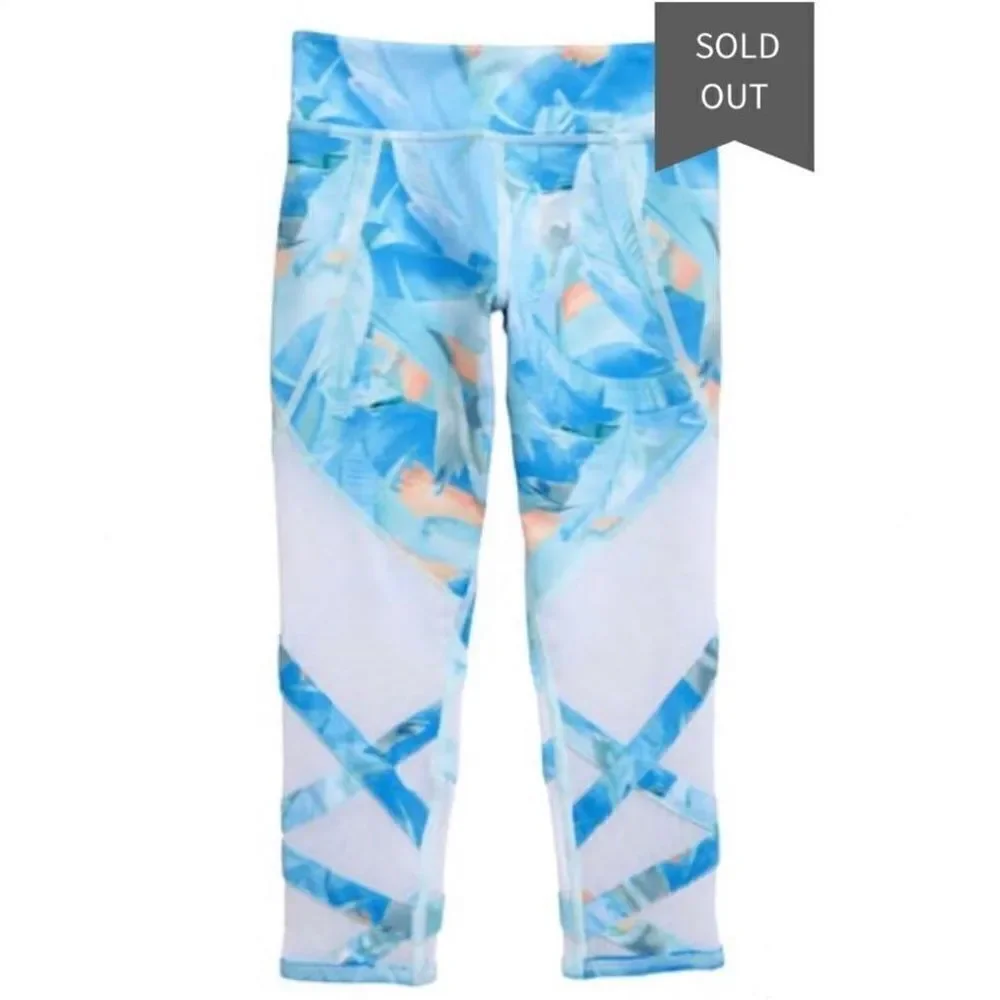 Zella Girls Print Crossover Crop Leggings Size 10/12